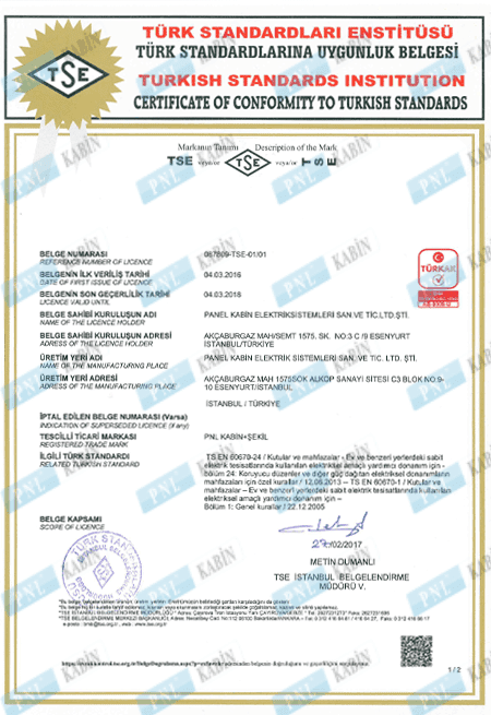 TSE IEC 60670-24 (Fuse Boxes)-1