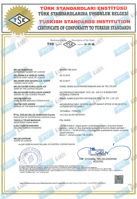TSE IEC 61439-1-2 (Assembled Panels)-1