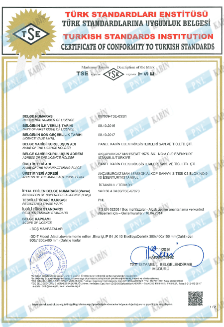 TSE IEC 62208 (Empty Panels)-1